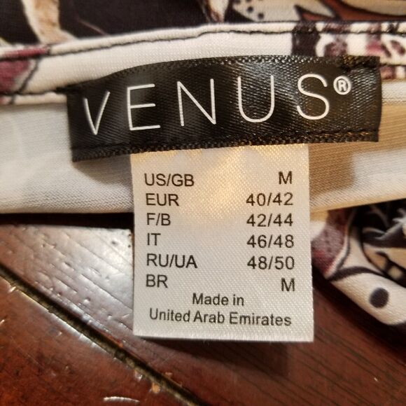 VENUS Career Casual Party Paisley Long Slv V-neck Elastic Waist Multicolor Sz M - Picture 6 of 8